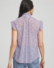 Chico's For Sale Violet Aura Cheetah Print Ruffle-Collar Blouse