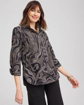 Chico's Sale Black No Iron™ Sateen Swirls Print Shirt