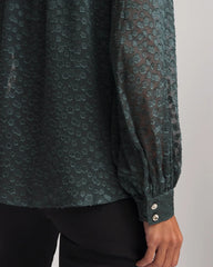 Chico's Online Darkest Spruce Clip-Dot Billow-Sleeve Blouse