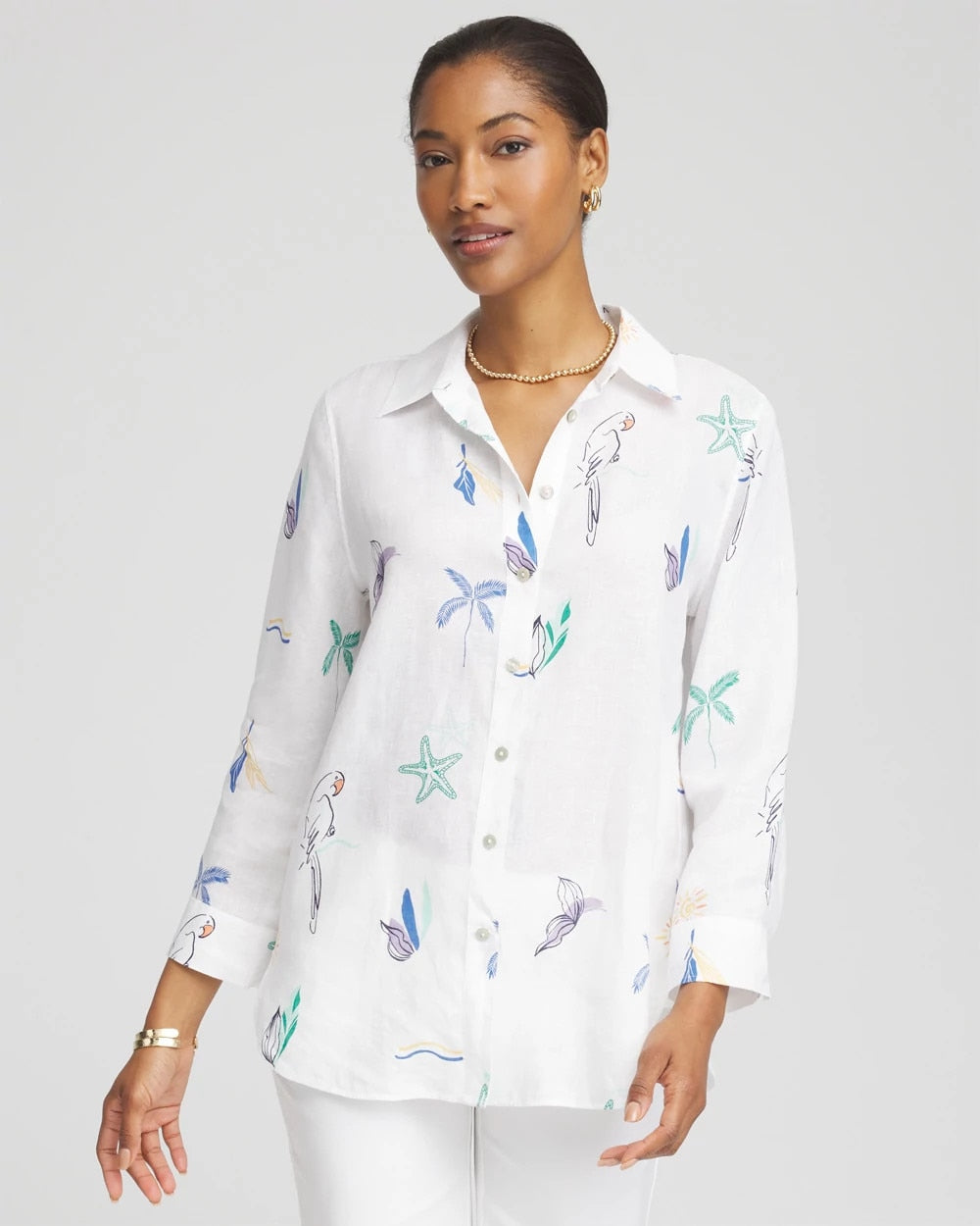 Chico's Online Optic White No Iron™ Island Linen Shirt