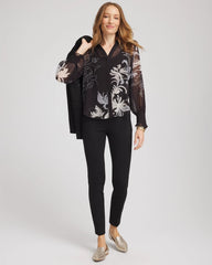 Chico's Discount Black Georgette Flow Print Blouse