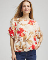 Chico's Sale Glistening Sand Floral Bubble-Hem Blouse