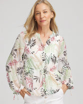 Chico's For Sale Cafe Aroma Drawstring Crinkle Chiffon Blouse
