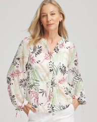 Chico's For Sale Cafe Aroma Drawstring Crinkle Chiffon Blouse