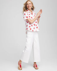 Chico's Sale Red Glow Starfish Short Sleeve Swing Shirt