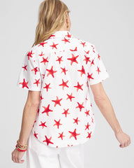 Chico's Sale Red Glow Starfish Short Sleeve Swing Shirt