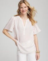 Chico's For Sale Sycamore Striped Linen Popover Shirt