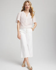 Chico's For Sale Sycamore Striped Linen Popover Shirt