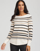 Chico's Discount English Cream Ella Stripe Boatneck Sweater