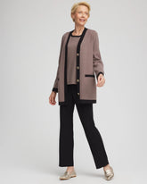 Chico's Sale Deep Taupe Travelers™ Tipped Button-Down Cardigan