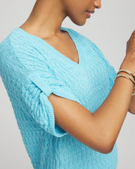 Chico's For Sale Paradiso Blue Sequin V-Neck Pullover Sweater
