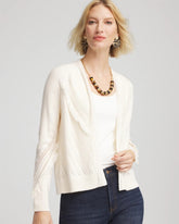 Chico's Online English Cream Cable Knit Fringed Sweater