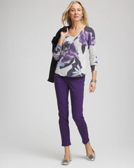 Chico's For Sale Purple Elixir Ella V-Neck Pullover Sweater