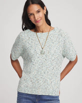 Chico's Outlet Blue Menthe Textured Dolman Pullover Sweater