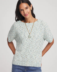 Chico's Outlet Blue Menthe Textured Dolman Pullover Sweater