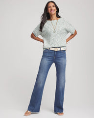 Chico's Outlet Blue Menthe Textured Dolman Pullover Sweater