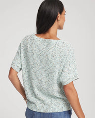 Chico's Outlet Blue Menthe Textured Dolman Pullover Sweater