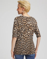Chico's For Sale Camel Cashmere Animal Elbow-Sleeve Pullover