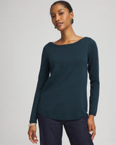 Chico's Online Teal Shadow Ella Boatneck Sweater
