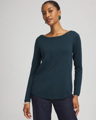 Chico's Online Teal Shadow Ella Boatneck Sweater