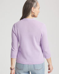 Chico's Discount Gentle Lavender Summer Romance Short Cardigan