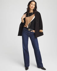 Chico's Sale Black Intarsia Colorblock Bateau Neck Sweater