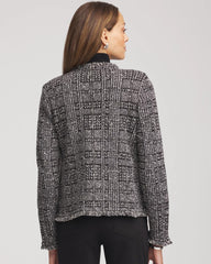 Chico's Outlet Gray Embroidered Metallic Tweed Cardigan