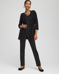 Chico's Discount Black Button-Down Crewneck Coatigan