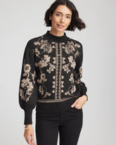 Chico's Sale Black Bryne Jacquard Mockneck Pullover