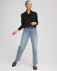 Chico's Outlet Black Cowlneck Long-Sleeved Sweater