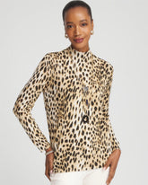 Chico's On Sale English Cream Ella Mockneck Animal-Print Pullover Sweater