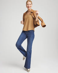 Chico's For Sale Faux Camel Heather Ella V-Neck Embellished Pullover Sweater