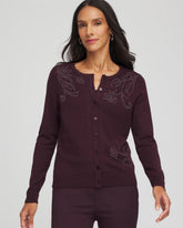 Chico's Sale Night Bloom Embellished Crewneck Cardigan