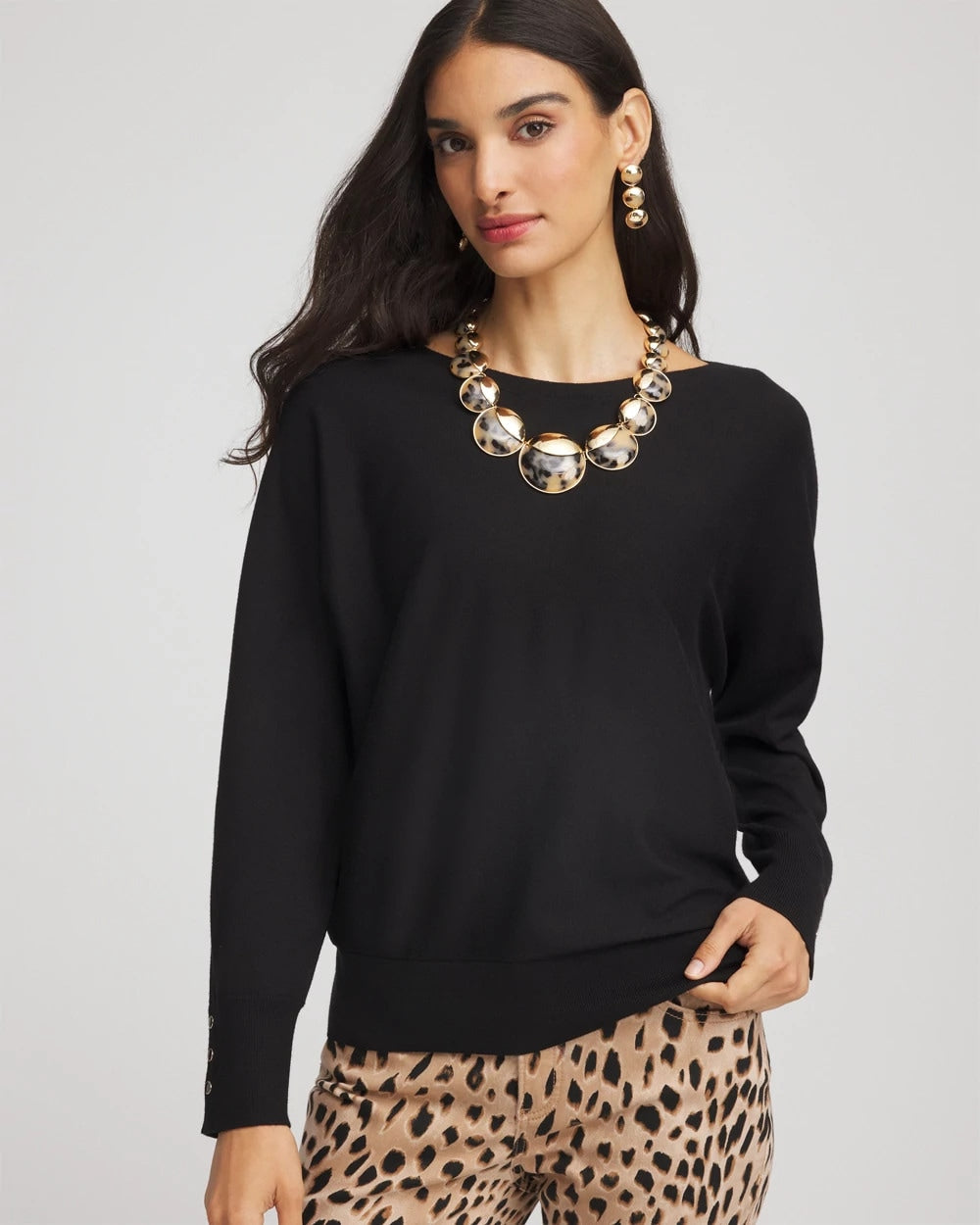 Chico's Sale Black Ella Boatneck Pullover Sweater