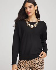 Chico's Sale Black Ella Boatneck Pullover Sweater