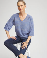 Chico's Outlet Blue Lotus Dolman V-Neck Sweater