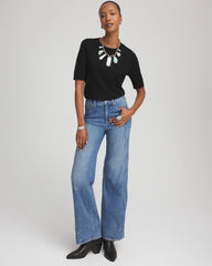 Chico's On Sale Black Ella Classic-Fit Sweater Tee