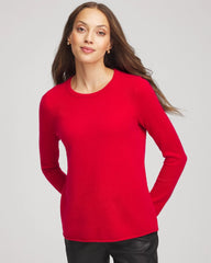 Chico's Discount Red Crewneck Cashmere Pullover Sweater