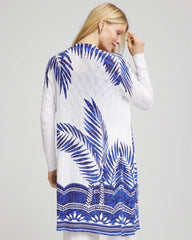 Chico's Outlet Alabaster Island Motif Pointelle Long Cardigan