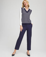 Chico's Outlet Passport Blue Cotton Straight Ankle Trousers