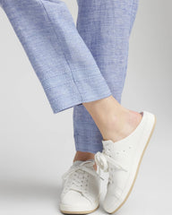 Chico's Online Blue Linen Pull On Waist Cropped Pants