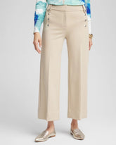 Chico's Outlet Wild Truffle Button Knit Twill Cropped Pants
