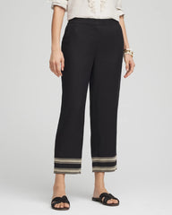 Chico's Discount Black Linen Elastic Waist Cropped Pants