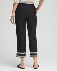 Chico's Discount Black Linen Elastic Waist Cropped Pants