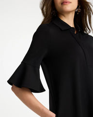 Chico's Sale Black Knit Flounce Sleeve Dress
