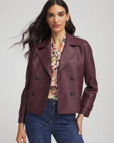 Chico's On Sale Blackened Burgundy Faux Leather Trench Coat