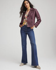 Chico's On Sale Blackened Burgundy Faux Leather Trench Coat