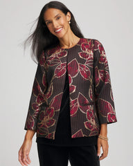 Chico's Online Red Travelers™ Collection Jacquard Foiled Floral Jacket