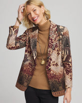 Chico's On Sale Graphite Gray Artisanal Print Ponte Blazer