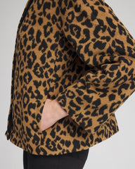 Chico's For Sale Camel Fuzzy Collarless Animal Print Jacket
